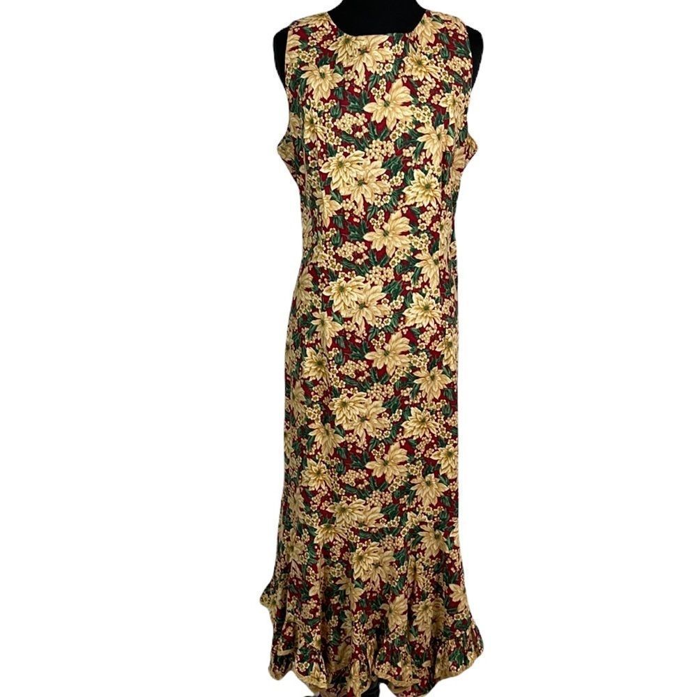 Vintage Hilo Hattie Hawaiian Original Maxi Dress Size 20 beach